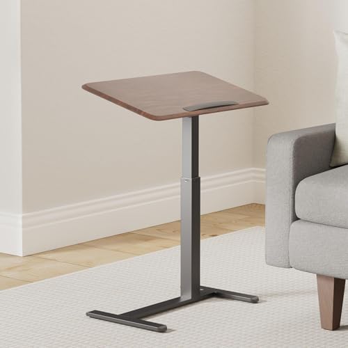 Mount-It! Overbed Table with Wheels, Tilting Adjustable Height Walnut | Tilting Bedside Tray Table with 90° Top for Laptop, Reading & Meals in Bed, Rolling Hospital Desk for Recovery - color: Walnut