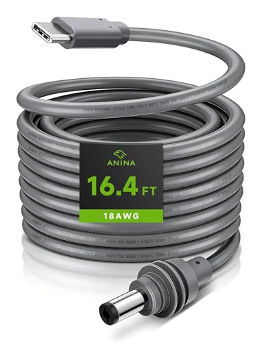 Anina USB-C to DC Power Cable for Starlink Mini (5M/16.4FT) with Smart PD Chip, 18AWG Replacement Type C Male to DC5521 Male Charging Cord, Stable Power Supply Accessory for Outdoor Camping - size: 5M/16.4FT