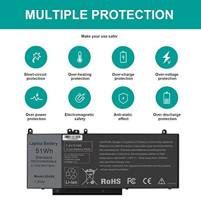 G5M10 Battery for Dell Latitude 14 15 E5450 E5550 E5250 P48G001 Series, 15.6 inch, WYJC2 0WYJC2 8V5GX R9XM9 1KY05 08V5GX VMKXM 5XFWC PF59Y TXF9M 7V69Y 451-BBLN 451-BBLL 451-BBLK 080-854-0066 - size: 9.81*4.11*0.33inch