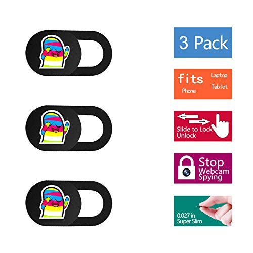 SIREG Webcam Cover Ultra Thin - Web Camera Cover fits Laptop,Tablet,Computer, Smartphone, Protect Your Privacy and Security,Strong Adhesive (Rainbow People-Black & 3 Pack) - color: Rainbow People-Black & 3 pack