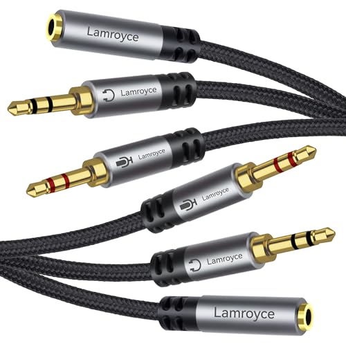 2-Pack Headphone Gaming for Computer,3.5mm TRRS Female to Dual 3.5mm TRS Male Mic Audio Jack Y Splitter Cable, 1/8inch 2-in-1 Dual-Stereo Jack Gaming Headset Earphones Combiner Cable for PC Laptop-1FT - color: 3.5mm TRRS 1 Female to 2 TRS Male Splitter, s