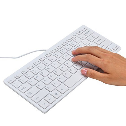 I Focus MCSaite Mini 78 Keys Wired Keyboard - with Keyboard Cover Computer keypad for Laptop MAC Windows 10/8 / 7 / Vista/XP(White+Keyboard Film) - color: White