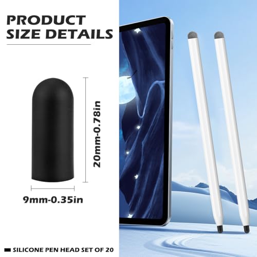 20Pcs Replacement Tips Silicone Rubber Touch Screen Pens Tips for Touch Pen (9 * 20mm) - color: 8*14mm