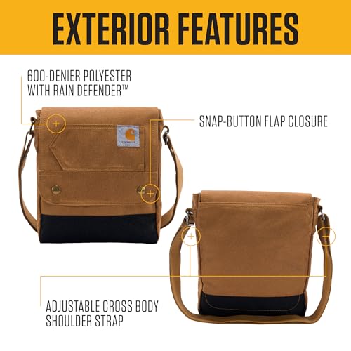 Carhartt Crossbody Snap Bag, Durable, Adjustable Shoulder Bag with Flap Over Snap Closure - color: Carhartt Brown
