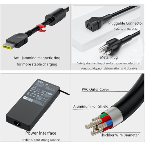 Slim 330W Laptop Charger Replacement for Lenovo Legion Pro 9 9i 7 7i 5i 5 Gen 16IRX8 16IRX9 RTX 4070 4080 4090 ThinkPad Gaming Yoga AIO 7 ADL330SDC3A GX21M50608 20V 16.5A Power Supply Cord AC Adapter