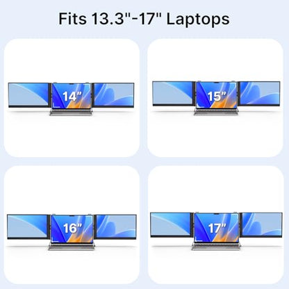 Triple Laptop Screen Extender - Ultra Thin 14" Monitor IPS FHD 1080P Portable Display for 13"-17" Laptops Compatible with Compatible with Windows Mac Chrome Surface Travel Work Setup - size: 14.2"