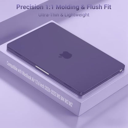 MOSISO Compatible with MacBook Air 13 inch Case M5 2026 M4 M3 M2 2025-2022 | A3449 A3240 A3113 A2681, Hard Shell&Keyboard Cover&Screen Film&Pouch for MacBook Air 13.6 inch Case, Imperial Purple - color: Imperial Purple