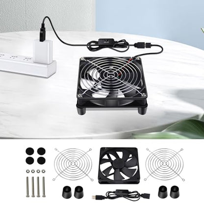 Wathai 140mm USB PC Case Computer Cooliing Fan 5V with Speed Controller | 140mm x 25mm USB Fan for Computer Case Receiver DVR PlayStation Xbox PS4 Router Cabinet Cooling - style: 140mm USB Fan
