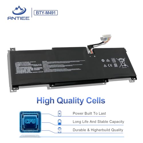 BTY-M491 Laptop Battery Replacement for MSI Modern 15 A10M A10M-028DE A10M-029 A10RAS A10RAS-076FR A10RB A10RB-041TW A10RD A11M A11SB A4M A4MW Summit B15 A11M Stealth 15M 11.4V 52.4Wh（White Connector）