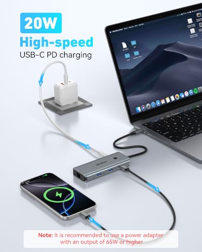 MOKiN USB C Hub for MacBook Pro/Air, Mac Dongle with USB C HDMI Adapter | 8 in 1 Macbook Adapter with 3 USB Port,USB C to HDMI, USB C to RJ45 Ethernet, 100W PD Charging, SD/microSD, Hub for MacBook