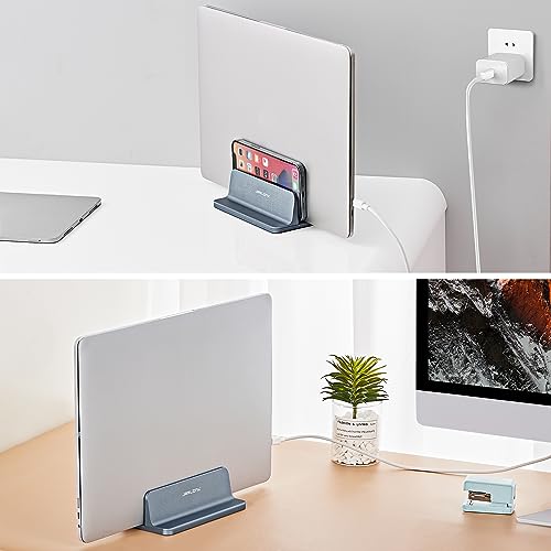 JARLINK Vertical Laptop Stand, Aluminum Laptop Holder Desktop Stand with Adjustable Dock Size (up to 17.3 inches) Compatible with All MacBook/Surface/Dell/Gaming Laptops (Gray) (Pack of 2) - color: Grey, size: 1-slot (Pack of 2)