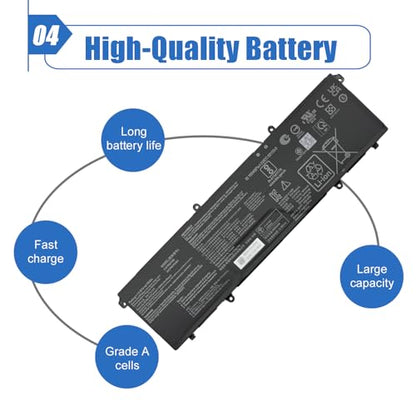 70Wh C31N2105 Laptop Battery Replacement for ASUS VivoBook 14X OLED X1403ZA VivoBook S 16X M5602QA S5602ZA S1503QA S3502ZA S5402ZA S5602ZA K6602HE M6500QF F1603ZA Series 0B200-04140000 11.61V 5895mAh - size: 11.25*3.33*0.23 inch C31N2105