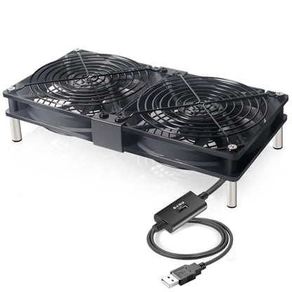 Dual 120mm 5V USB Cooling Fan with Speed Controller Dual Ball Bearings Quiet USB Fan for Router TV Box Micro Computer Cabinet Cooling - size: 2x120mm