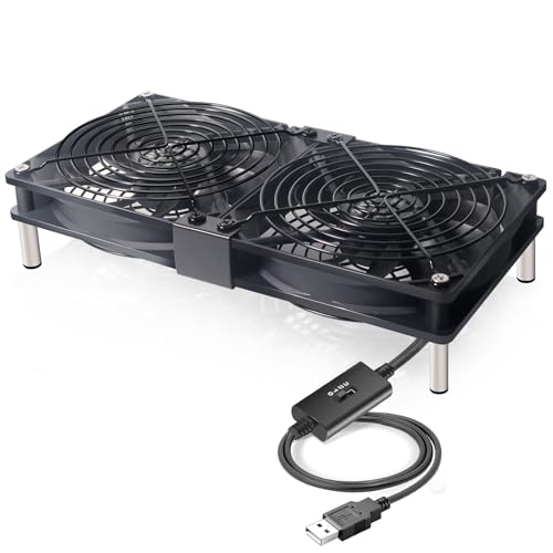 Dual 120mm 5V USB Cooling Fan with Speed Controller Dual Ball Bearings Quiet USB Fan for Router TV Box Micro Computer Cabinet Cooling - size: 2x120mm