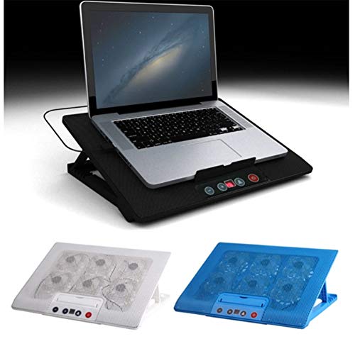 Laptop Cooling Pad Notebook Stand 6 Fans Cooler Fits 17 Inches for Laptop PC Computer USB Fan Cooling Pad (Color : Blue) (Black) - color: Black,Blue