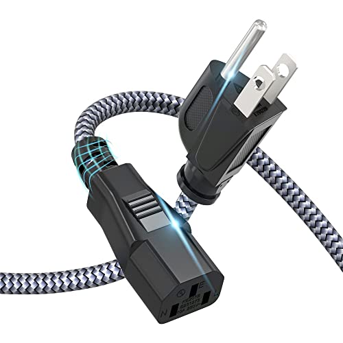 Power Cord, 3.3FT/1m 3 Prong AC Power Cable Nylon Braided Replacement 3 Pin Power Cord UL Certified for Computer, TV, Monitor, Printer, PC, Projector, Laptop and More, Grey - color: Grey, size: 3.3FT/1M