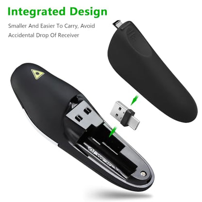 Presentation Clicker Remote, Type C&USB Wireless Presenter, PowerPoint Clicker, Slide Advancer Control for Mac︱ Windows︱ Laptop, Support PPT︱Keynote︱Google Slides