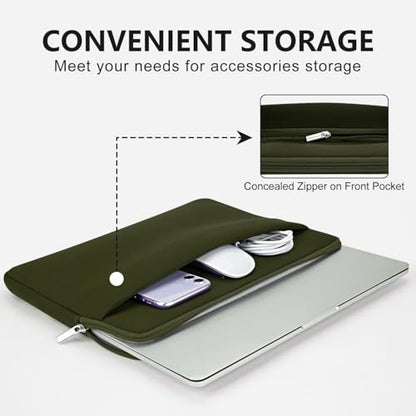 13 Inch Laptop Sleeve Portable Carrying Case with Front Pocket Padded Computer Pouch Cover Compatible with MacBook Air 13.6 Inch M4 M3 M2 2025-2022, 14 Inch MacBook Pro M4 M3 M2 M1 - color: Army Green, size: 13 inches