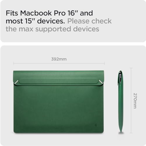 Spigen Valentinus Protective Laptop Sleeve, 16-Inch MacBook | For MacBook Pro/Air M1-M5 Chips (2021-2026) - Jeju Green - color: JeJu Green, size: 16-inch