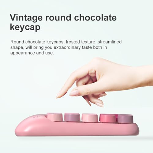 Lomiluskr Cute Wireless Number Keypad with 2.4G USB Receiver, 18 Colorful Round Keys Numpad, Portable Financial Accounting Numeric Keyboard, Suitable for PC, Laptop (Pink) - color: Pink