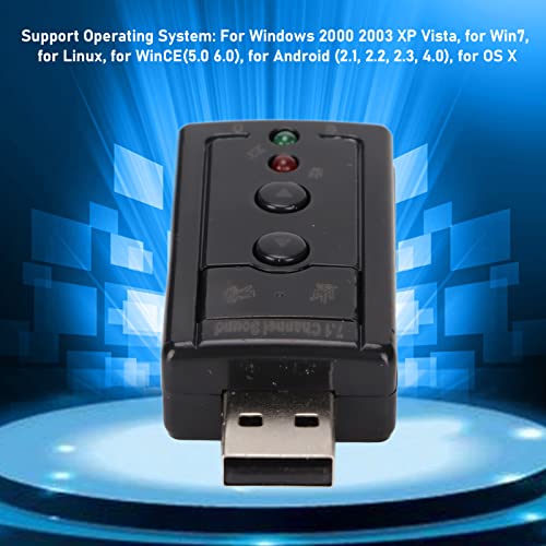 7.1 Channel USB External Sound Audio Adapter Laptop PC Sound Built in Amplifier and Volume Controls with 3.5MM Ports and Microphone for Wins/for Android