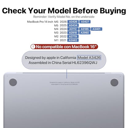 Soonjet Matte Case for MacBook Pro 14 inch M5 M4 M3 M2 M1 2026-2021 Laptop | Anti Cracking, Color Match, Frost Clear, Protective Hard Shell Cover, Fingerprint & Scratch Resistant, Ultra Thin, Snap on - color: Frosted Clear