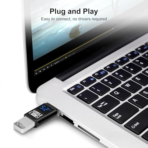 USB 3.2 Digital Display USB A Male to Female OTG Adapter 10Gbps (2 Pack), Real-time Power Monitoring, Up to 36W Fast Charging Compatible with Laptop, Power Bank and More USB-A Devices - style: AY-Am-Af-dd-bk