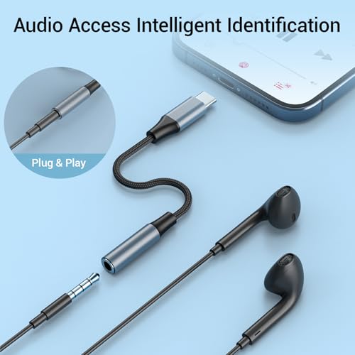 10PCS USB C to 3.5mm Female Headphone Jack Adapter | Upgrade Metal Case, Compatible with Samsung S20+/S21 Ultra, iPhone15 16 17, and More USB C Audio Devices - color: Grey, size: 4.6 IN-10PCS