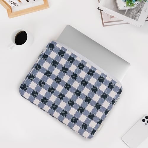 MOSISO 13-14 inch Laptop Case, 13.3 inch Puffy Laptop Sleeve, Blue&Sand Grid