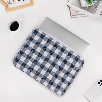 MOSISO 13-14 inch Laptop Case, 13.3 inch Puffy Laptop Sleeve, Blue&Sand Grid
