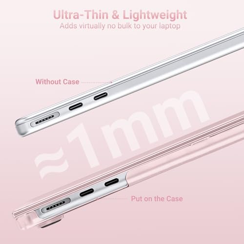 MOSISO Compatible with MacBook Air 13 inch Case M5 2026 M4 M3 M2 2025-2022 | A3449 A3240 A3113 A2681, Scratch-Resistant Shock-Absorbent Reinforced Hard Shell Cover for MacBook Air 13.6 Case, Pink - color: Pink