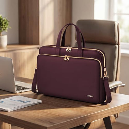 Laptop Case Bag Women Men Computer Sleeve Compatible with MacBook/Dell/HP/Acer/ASUS, Waterproof Shoulder Carrying Briefcase, Red, 17-17.3 Inch - color: Wine Red, size: 17.3 inch
