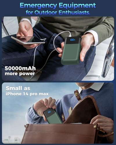 Portable Charger Power Bank 50000mAh, USB-C PD 30W Fast Charging External Battery Pack with 4 Outputs & 2 Inputs, Portable Phone Charger for iPhone 17/1615/14/13/12/11 Samsung Android (Dark Green) - color: Dark Green