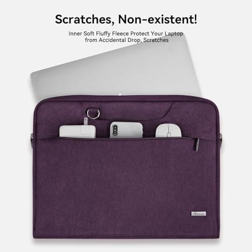 Voova 15.6-15 Inch Laptop Sleeve with Handle, MacBook Sleeve, Dark Purple | Splash-proof 15.6-inch laptop sleeve with handle and removable strap; fits notebooks and MacBook Pro for daily commute - color: Dark purple, size: 14-15.6In & 2019 New Macbook Pro