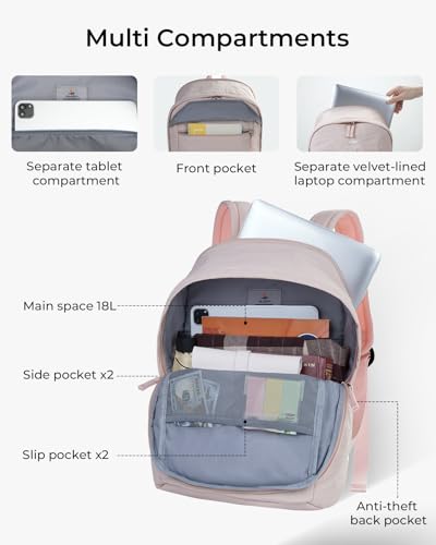 School Backpack for Teens, College Backpack Fits 15.6 Inch Laptop | Travel Backpack for Men Women, Book Bag, Casua Daypack, Water Resistant Fabric, Scratchproof Laptop Compartment (Pink) - color: Pink