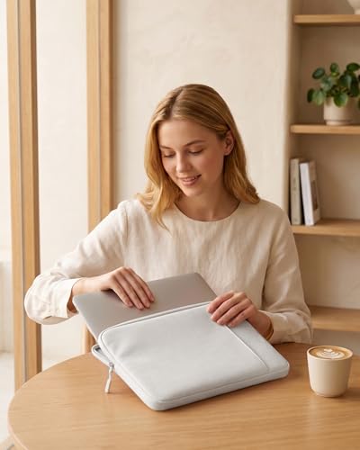 ProCase Laptop Sleeve 14" for MacBook Pro 14 Inch M5/M4/M3/M2/M1 2026-2021 | Slim Travel Sleeve with Soft Plush Lining & Large Front Pocket, Water-Resistant, Also Fit 14" HP Dell Lenovo ASUS Acer - color: Silver, size: 14-inch