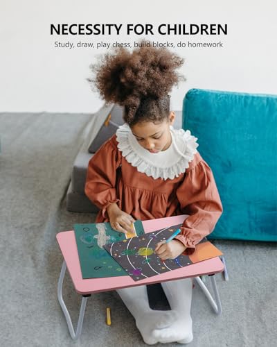 ZEAPTAC Foldable Lap Desk, Portable Bed Table, Laptop Stand, Lightweight & Mini Table for Breakfast/Picnic/Drawing/Couch/Floor - Pink - color: Pink