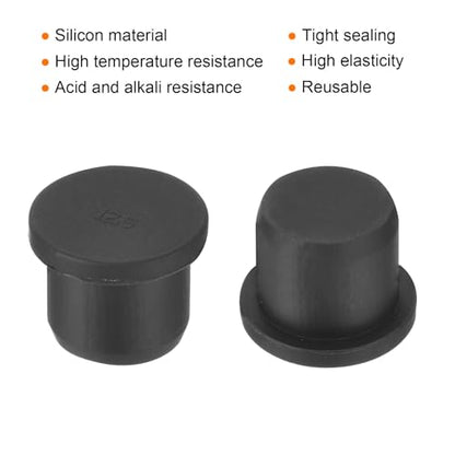 uxcell High Temp Silicone Plug Mount Dia 12.5mm/0.49 inch t Shaped Rubber Stopper Hole Plugs for Powder Coating Plating Waterproof Plugs Sealing Plugs Black Pack of 12(OD 15.5mm) - size: 12.5x15.5mm