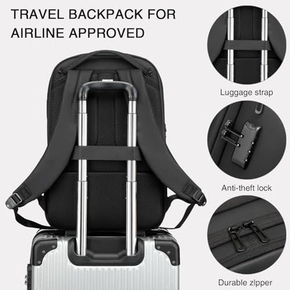 Travel Business Anti Theft Backpack for Men Fits 17.3" Laptop | Water Resistant, USB Charging Port, Lightweight, Large Work Computer Bag, Carry on Tech Backpack, Gift for Office Men