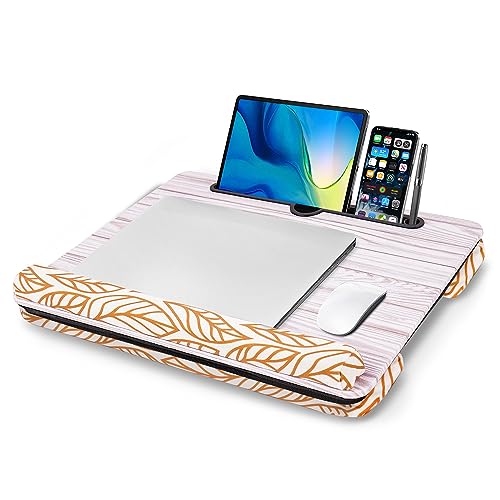 Lap Desk,Fits up to 15.6 inch Laptop Bed Table Computer with Soft Pillow and Storage Bag,Gaming Tray and Writing Tray on Bed for Home Office(2-Light Grey) - color: 2-light Grey