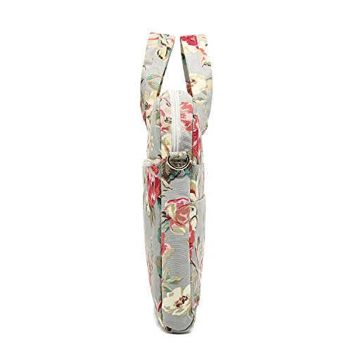 Grey Rose Pattern Waterproof Laptop Shoulder Messenger Bag Case With Rebound Bubble Protection for MacBook Pro 16 inch,LG Gram 16 inch and 15 inch-15.6 inch laptop - color: ‎‎grey Rose(cushioned)