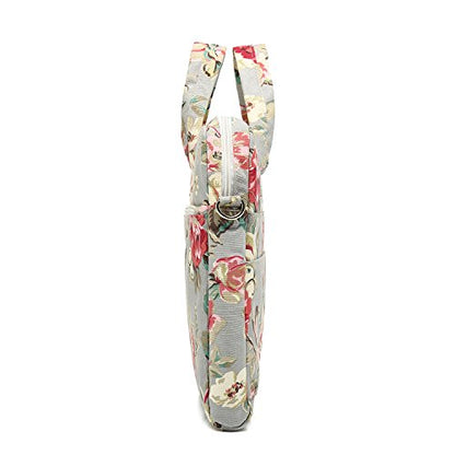Grey Rose Pattern Waterproof Laptop Shoulder Messenger Bag Case With Rebound Bubble Protection for MacBook Pro 16 inch,LG Gram 16 inch and 15 inch-15.6 inch laptop - color: ‎‎grey Rose(cushioned)