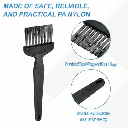 HARFINGTON 6pcs Antistatic Brush 25x42mm Portable PP Handle Nylon Anti Static Cleaning ESD Brushes for Electronics Computer Keyboard, Black