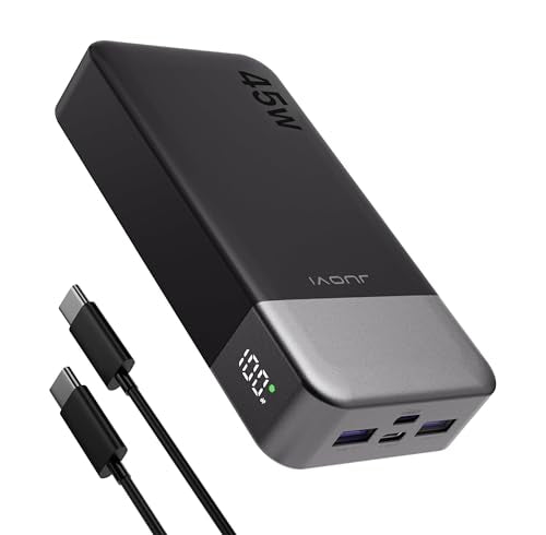 JUOVI Power Bank 45W 20000mAh Portable Charger USB C, PD QC Fast Charging 4-Port(2C+2A) External Battery Pack with LED Display, for iPhone 15 16 MacBook ipad | PD QC Fast Charging with 4 USB Ports(2C 2A), LED Display External Battery Pack for iPad Tablet