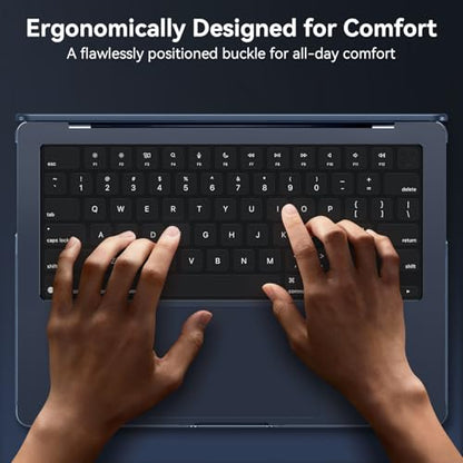 EooCoo Case for MacBook Air 15 inch M5 M4 M3 M2 2026-2023, Frost Midnight | Easy to Install, Sturdy, Plastic Hard Shell Case & Keyboard Cover & Screen Protector, Model: A3448 A3241 A3114 A2941 - color: Original Midnight