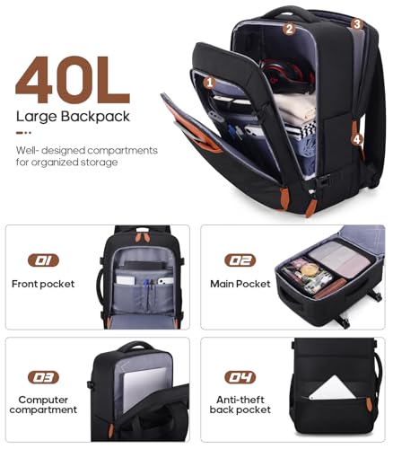 UKEIN Luggage Sets 3 Piece, PC Hardside Large Luggage 28 Inch With Spinner Wheels with TSA Lock, Checked Suitcase Set With Travel Backpack for Men (Black, 3 piece set (28inch)) - color: Black, size: 3 piece set (28inch)