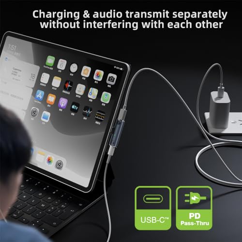 cablecc USB-C Type-C to 100W PD Power & 3.5mm Audio DAC AUX Music 16bit 48kHz Adapter for Laptop Tablet Phone - style: PD 100W +DAC Audio 3.5mm