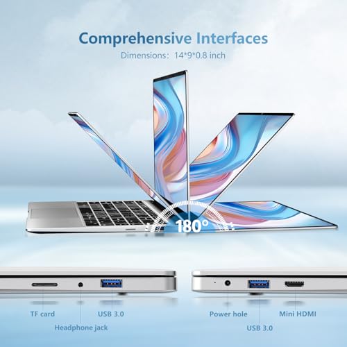 DUNHOO Laptop, 15.6’’ Laptop Computer with Celeron Processor N4000, 2Cores 2Threads, 8GB RAM DDR4 256GB SSD Laptops, UHD Graphics 600, Lap Top 180°Hinge, FHD 1920 * 1080, WiFi 5, BT 4.2, Win 11 Pro