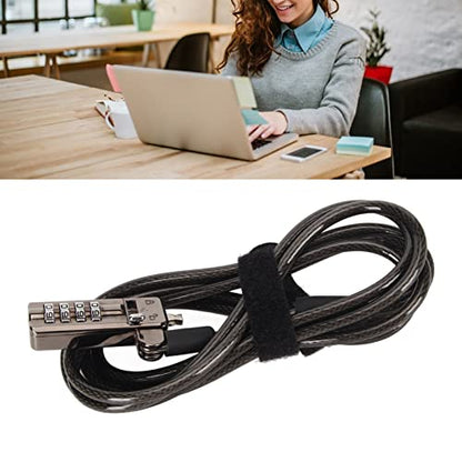 Laptop Lock Computer Lock Cable Lock 4 Digit Cipher Durable Portable Security Cable with Combination Lock for Della Laptops PVC Material Metal Construction Adjustable Length