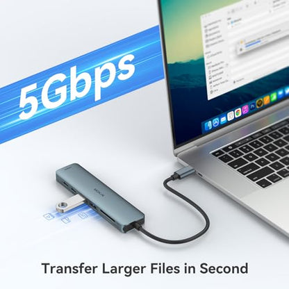 USB C Hub HDMI Adapter for MacBook Pro/Air, MOKiN 7 in 1 USB C Dongle with HDMI, SD/TF Card Reader, USB C Data Port,100W PD, and 2 USB 3.0 Compatible for MacBook Pro/Air, Dell XPS, Lenovo Thinkpad.